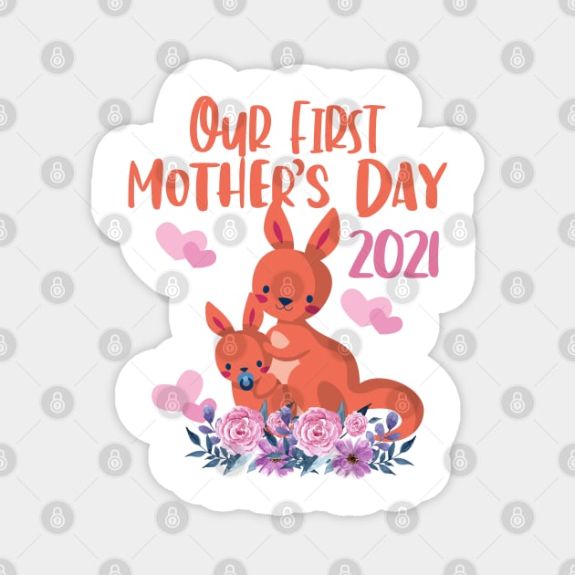 Floral Matching Our First Mother's Day Kangaroo outfit Magnet by ArtedPool