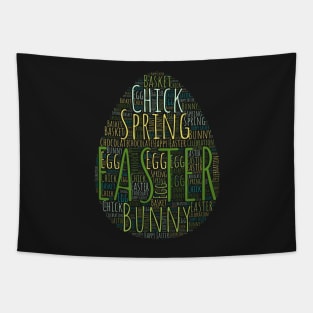 Cute Easter Egg Shaped Word Cloud Tapestry