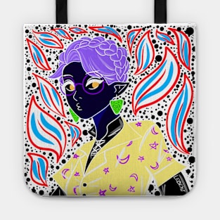 the purple elf in magical space pattern ecopop Tote