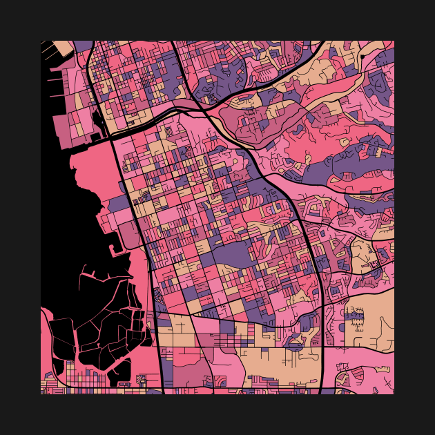 Chula Vista Map Pattern in Purple & Pink by PatternMaps