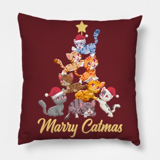 Marry Catmas Funny Cats Christmas Tree Merry Christmas Gift Pillow