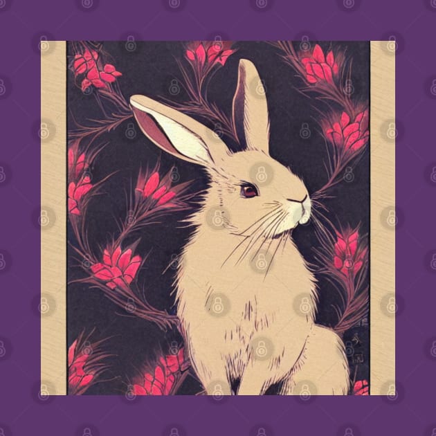 Vintage Mini Rex Rabbit in Beautiful Flowers by wigobun