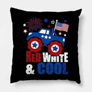 Kid Monster Truck Tee, Toddler Boys American Flag July 4th Pillow