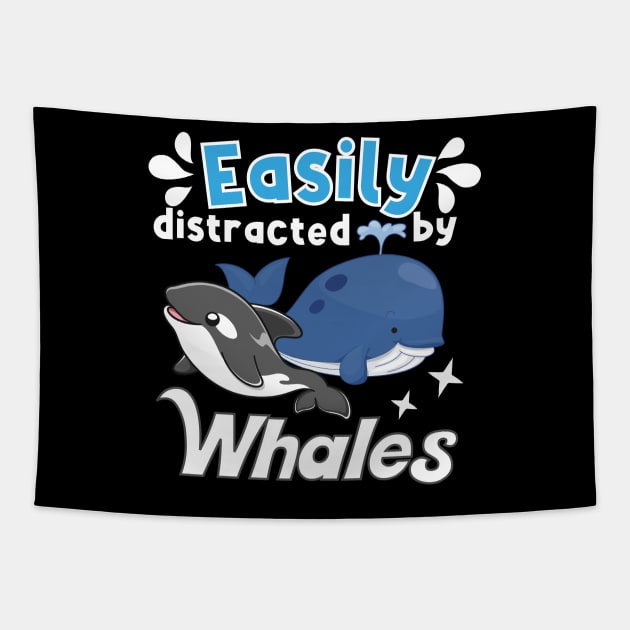 Easily distracted by Whales Tapestry by ProLakeDesigns