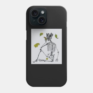 PHILOSOPHICAL SKELETON AND AUTUMN LEAVES Phone Case