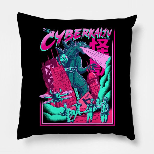 Cyber Kaiju - Godzilla Pillow by Sachpica