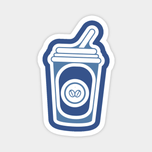 Disposable coffee cup with stick logo vector design. Food and drink object icon design concept. Magnet