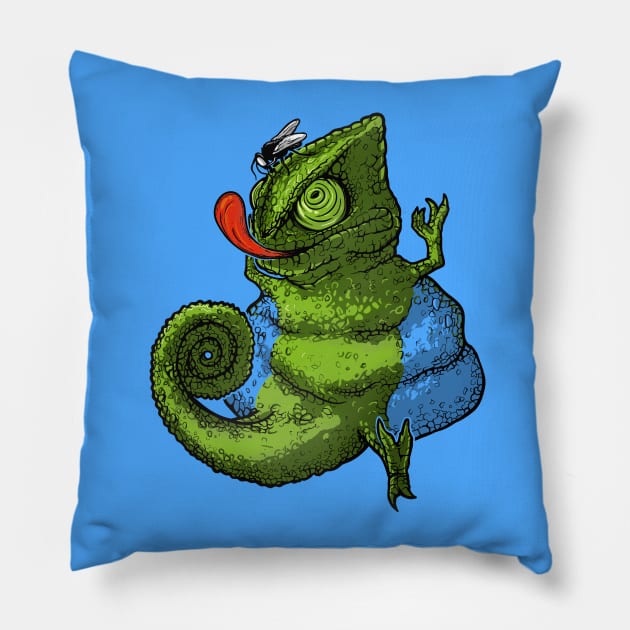 Fat Chameleon Pillow by raxarts