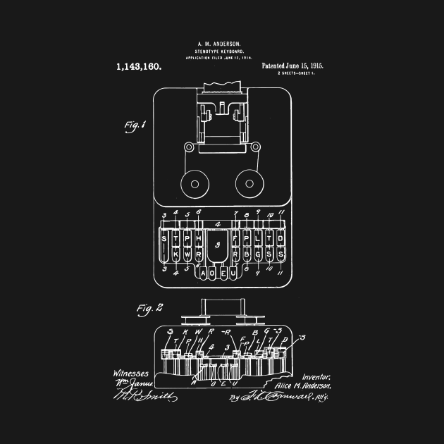 Stenographic Machine 1915 Patent , Stenographer Gift Idea, Stenotype Machine by Anodyle