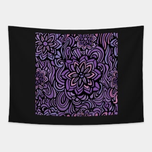 Funky Abstract Purple floral Pattern Doodle Tapestry