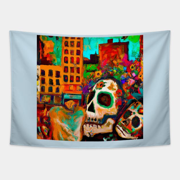 DAY OF THE DEAD SUGARSKULL4 Tapestry by Art Unplugged