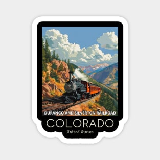 A Vintage Travel Illustration of the Durango and Silverton Narrow Gauge Railroad - Colorado - US Magnet