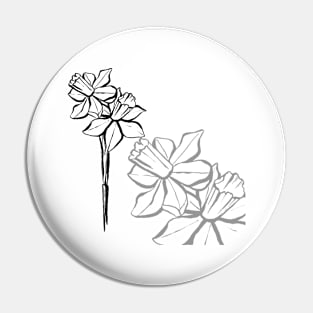 Narcissus line drawing Pin