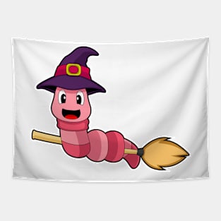 Worm Halloween Witch Tapestry