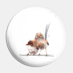 two wrens watercolor art print Pin