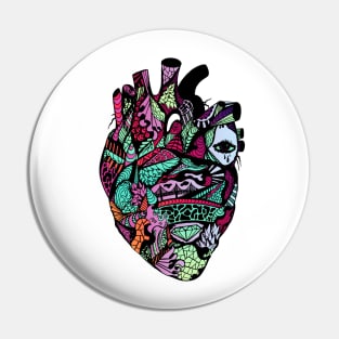 Blue Red Blend Transparent Heart Pin