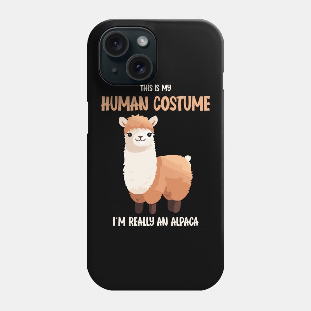 Cute Alpaca Halloween T-Shirt | This is My Human Costume Shirt | Funny Animal Lovers Season Outfit | Humorous Gift Idea Phone Case by Indigo Lake