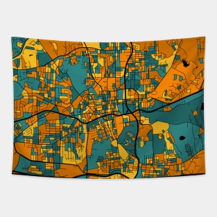 Winston-Salem Map Pattern in Orange & Teal Tapestry