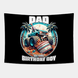 Monster Truck Dad Of The Birthday Boy For Dad Men Tapestry