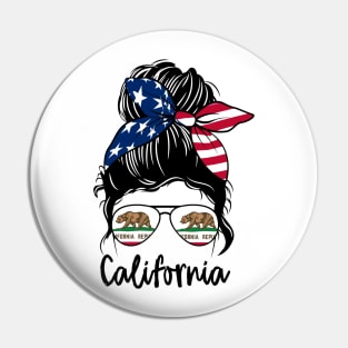 California girl Messy bun , American Girl , California Flag Pin