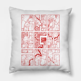 Chongqing, China City Map Typography - Oriental Pillow