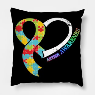 Autism Awareness T-ShirtHeart Ribbon Autism Puzzle Awareness T Pillow