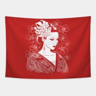 Japanese Geisha flower Tapestry