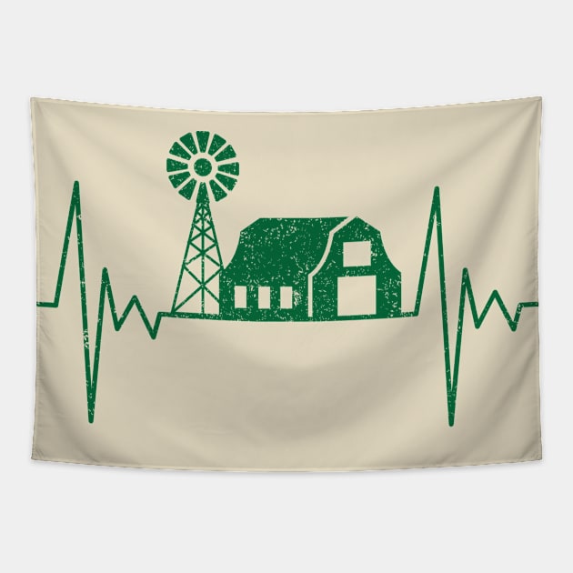 Farmer Barn Windmill Heart Beat Tapestry by Live.Good