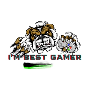 Cool Gamer Dog - I'M BEST GAMER T-Shirt