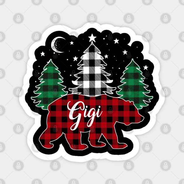 Gigi Bear Buffalo Red Plaid Matching Family Christmas Magnet by Marang