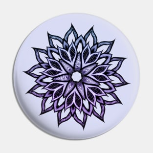 Flower Mandala Blue Violet Abstract Art Pin