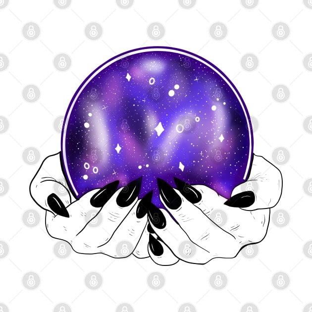 Galaxy Crystal Ball with Hands by Sophie Elaina