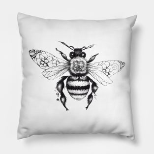Bee Wild Animal Nature Illustration Art Tattoo Pillow