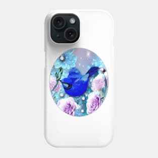 Blue Bird and Flowers Phone Case