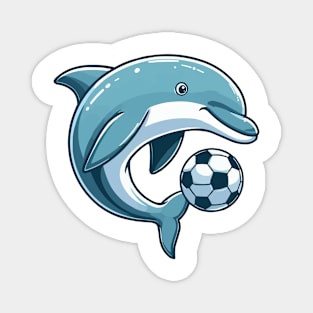 dolphin cartoon as a soccer player Magnet