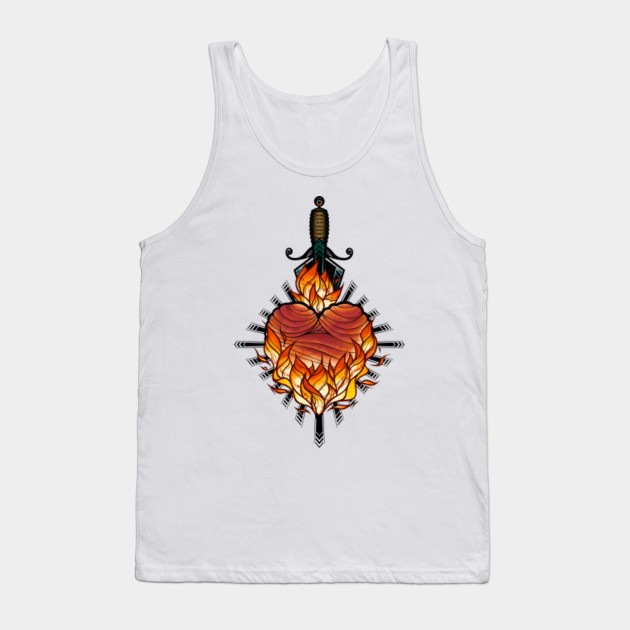 Heart On Fire Heart Tank Top Teepublic
