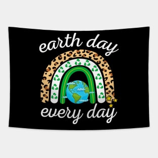 Earth Day Every Day Leopard Rainbow Tapestry