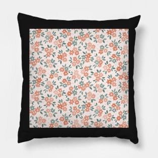 Daisy AFP22-02-ai Daisy field with leaves and polka dots oranges, sage green on cream-02 Pillow