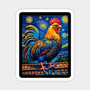 Rooster in starry night Magnet