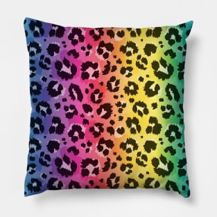 Rainbow Leopard Cheetah Animal Print Pillow