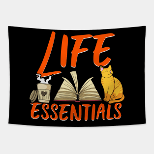 Adorable Life Essentials: Coffee Books & Cats Tapestry