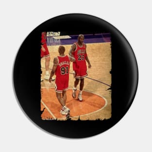 Michael Jordan and Dennis Rodman on Chicago Bulls Pin