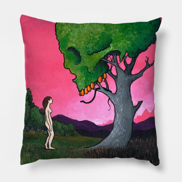 Skull Tree – Low-Hanging Fruit (Eve and the Tree of Knowledge) Pillow by LAB Ideas