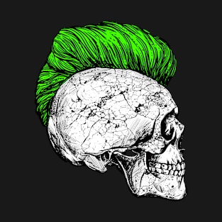 Skeleton skull with iro hairstyle in green T-Shirt