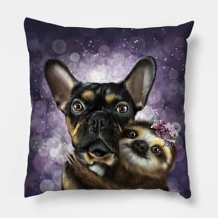 Frenchie and Sloth hug Pillow