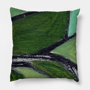 Sap Green Abstract Art Pillow