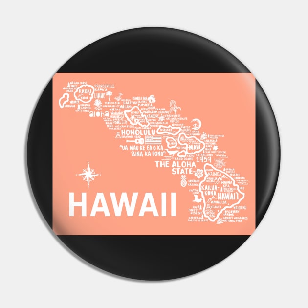 Hawaii Map Pin by fiberandgloss