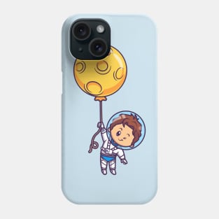 Cute Boy Astronaut Floating With Moon Balloon Phone Case