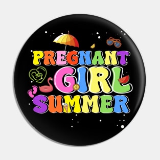 Pregnant Girl Summer Beach Pregnancy Announcement Gift for men women Pin