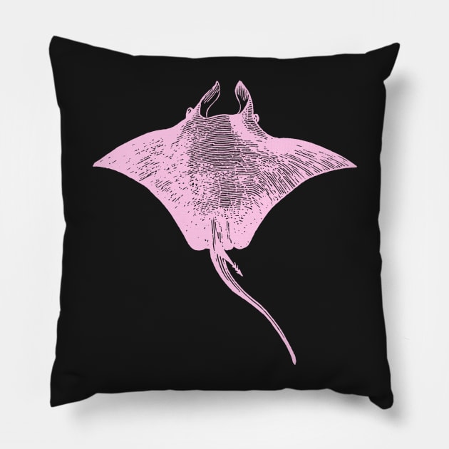 Pink Stingray Oceanography Illustration | Sea Animal Pillow by encycloart